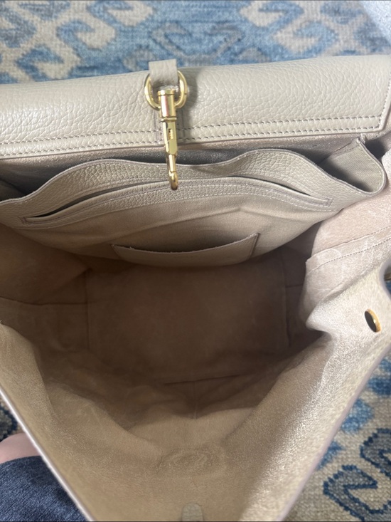 Cuyana Pebbled Leather Top-Handle Backpack 13” in Stone